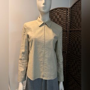 Anne Klein 2 Tan linen blend cropped fully lined zip jacket size 6